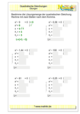 Quadratische Gleichungen (II) (Klasse 9/10) - ©2021, www.mathiki.de