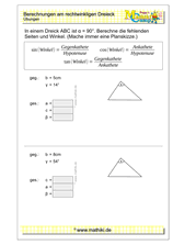 Berechnungen am rechtwinkligen Dreieck III (Klasse 9/10) - ©2021, www.mathiki.de