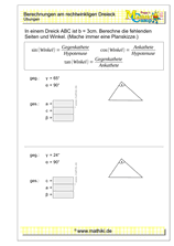 Berechnungen am rechtwinkligen Dreieck IV (Klasse 9/10) - ©2021, www.mathiki.de