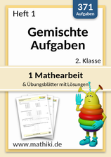 2. Klasse: Mathearbeit Gemischte Aufgaben